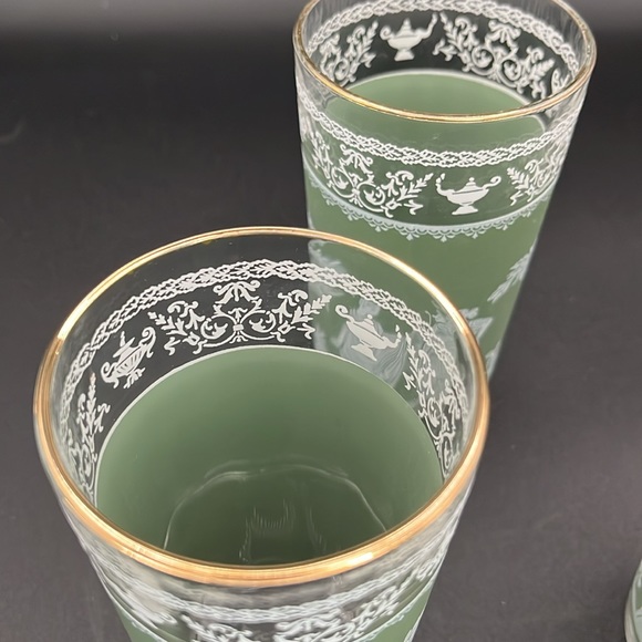 3 Vintage Wedgewood Jasperware Hellenic Jeanette Green Greek Glasses - Picture 7 of 8
